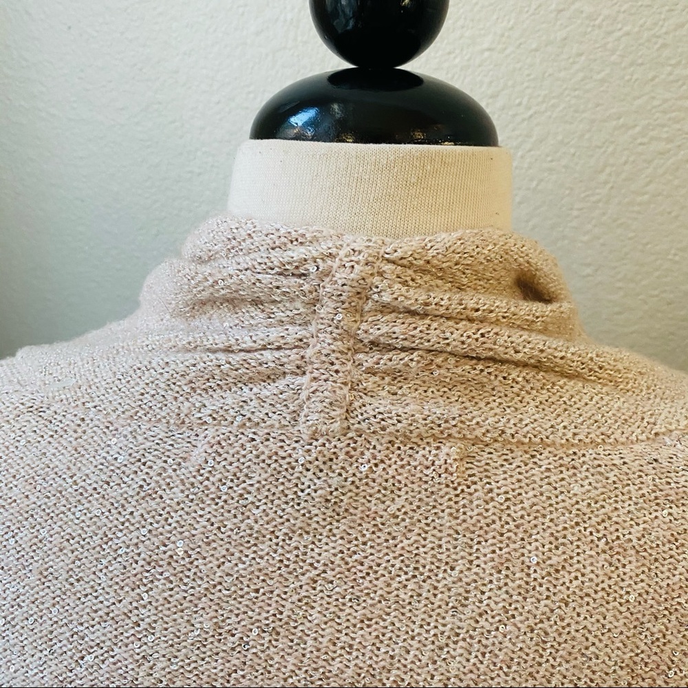 Anthropologie Knitted Knotted Pink Sequin Cardigan sweater women’s M - Picture 7 of 8